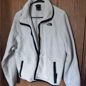 The North Face White Teddy Jacket Stand-Up Collar